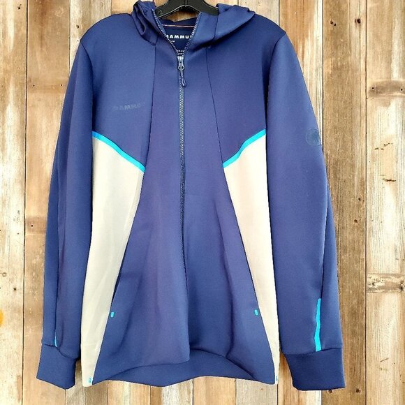 Mammut Softshell Full Zip hooded Jacket Mens M Navy Taupe - Picture 1 of 4